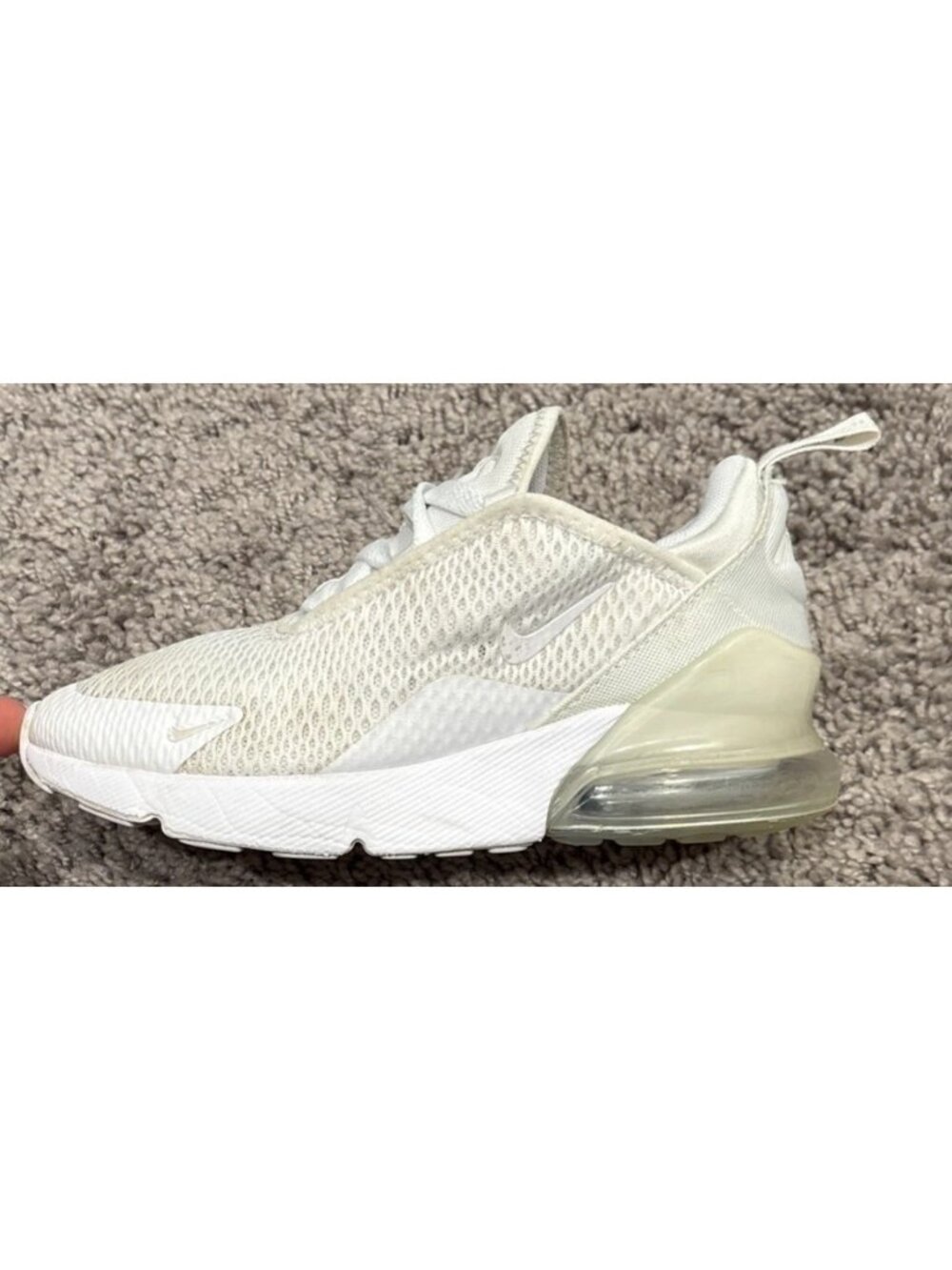 Nike Air Max 270 Size 1Y Youth Shoes 1 Youth White Silver Sneakers AO2372-103